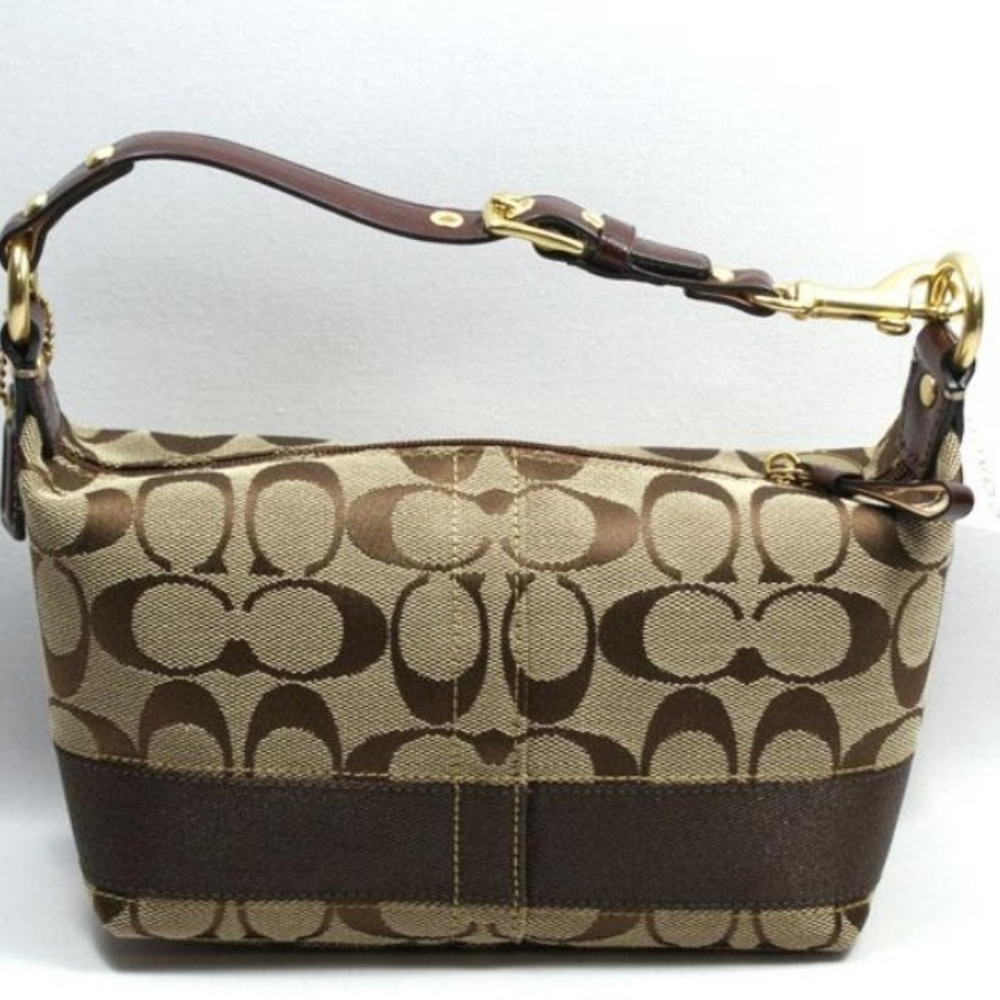 Coach signature handbag shoulder bag leather strap gold hardware #40024